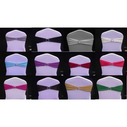 Spandex Ivory Chair Bands With Diamond Buckle/Chair Cover Sash/Chair Band In Chair Cover For Wedding Events Decoration