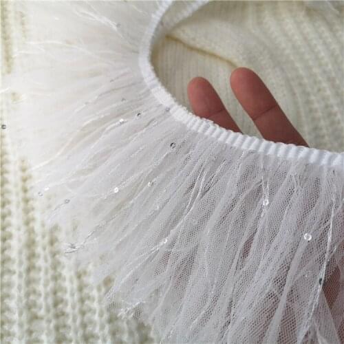 9cm widel white sequin mesh tassel whisker lace doll skirt lace lace accessories
