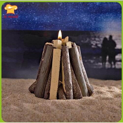 2021 New Bonfire Candle Silicone Mold Simulation Wood Pile, Scented Soap Candle, Pine Home Decoration Mould