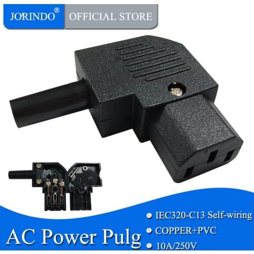 JORINDO IEC C13 Left Angle Rewirable Horizontal Connector 125V-250V C13 90 Degree Plug