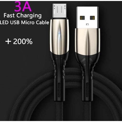 KEBISS Micro USB Cable 3A Nylon Fast Charge USB Data Cable for Samsung Xiaomi LG Tablet Android Mobile Phone USB Charging Cord