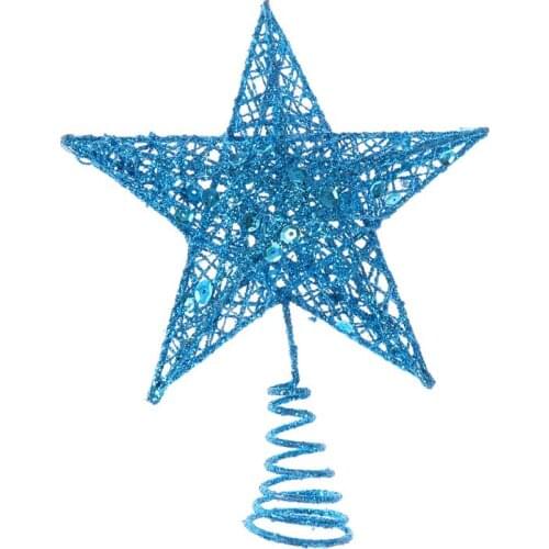 20cm Christmas Tree Iron Star Topper Glittering Christmas Tree Decoration Ornaments (Blue)