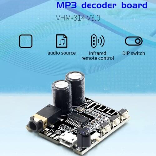 VHM-314 V3.0 MP3 Bluetooth Receiver Board Audio Receiving Decoder Board Module with IR Remote Control