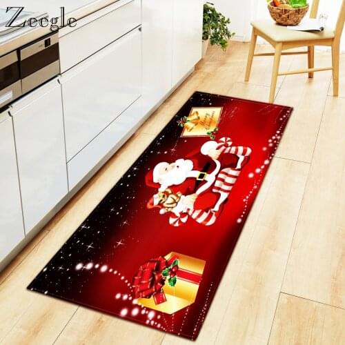 Zeegle Merry Christmas Printed Floor Mat Kitchen Non Slip Floor Carpet For Living Room Entrance Floor Rug Carpet Kids Room Rug