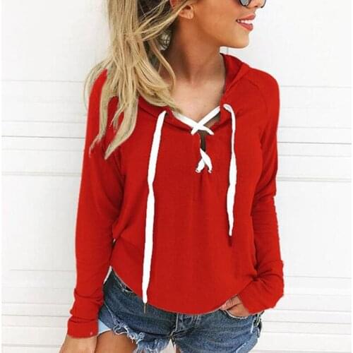 Women Hoodies Sweatshirts 2021 Autumn Winter Plus Size Female Sexy Long Sleeve Strapped Hoodies Casual Loose Solid Pullovers