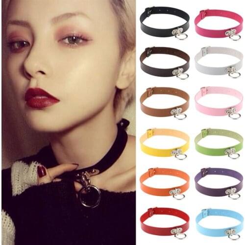 Choker New Rock Hip-Pop Collar Punk Goth Rivet Choker Vintage Leather Necklace Choker Women Black Gothic Collar