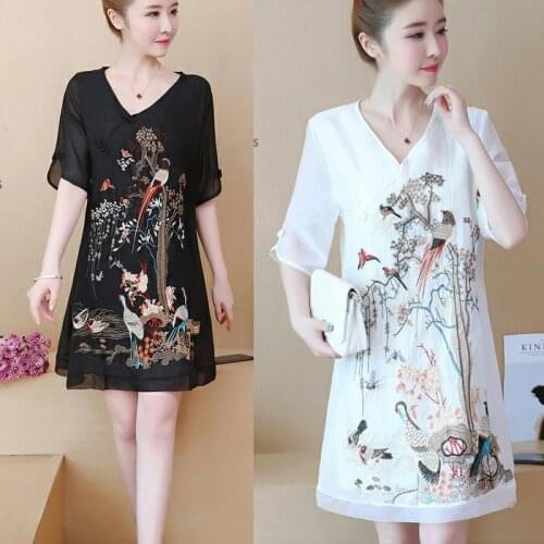 Womens embroidery big plus size S-5XL dress Embroidered XXL XXXL 3XL XXXXL 4XL summer slim Casual loose blouses blusas dresses