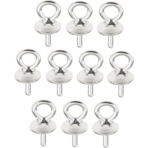 10 Pieces 925 Sterling Silver Cup Eyes Pins Pearl Bail Chamr Pendant Connetcor For Jewelry Making DIY Findings