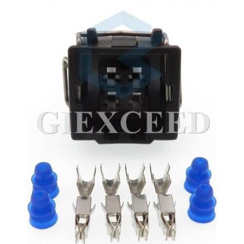 2 Sets 4 Pin 444524-1 Waterproof Automotive Connector Air Conditioning Pressure Switch Plug Temperature Sensor Socket For VW