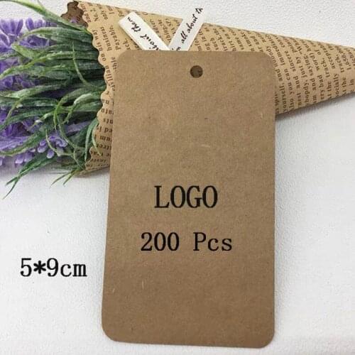 200Pcs Packaging Label Brown Kraft Paper HangTags Clothes Jewelry Price Label Decorating Tag 2*4cm Hangtags Can Custom Logo