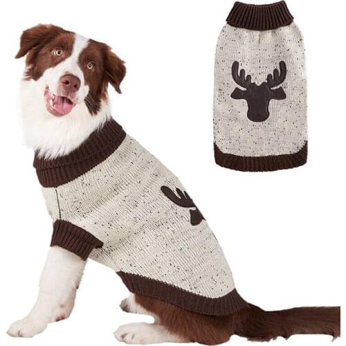 2021 Clothes For Dog Costume Christmas Pet Dog Clothes Winter Gray White Sweater Coat Pet Clothing Pet High Collar Clothes