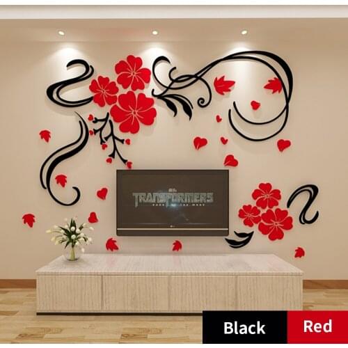 Happy flower vine 3d stereo wall stickers living room sofa TV background wall stickers bedroom decoration home decoration L