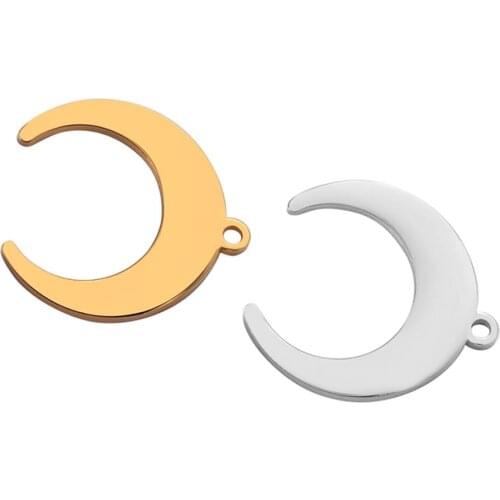5pcs 20x21.4mm Stainless Steel Moon Charms Jewelry DIY Charms Pendant Necklace earring Bracelet Making Finding Jewelry 2 Colors
