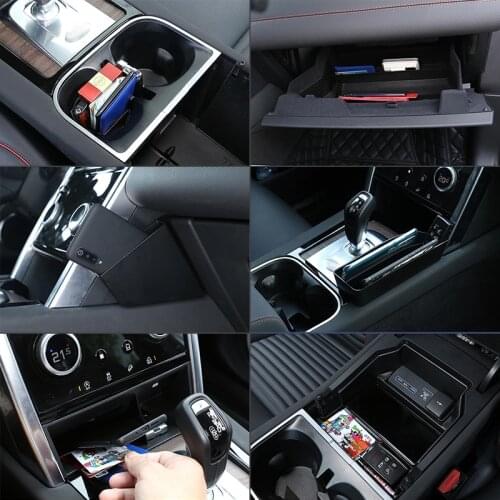 ABS Black Center Control Storage Box Phone Glove Armrest Box For Land Rover Discovery Sport 2019-2020 Auto Accessories