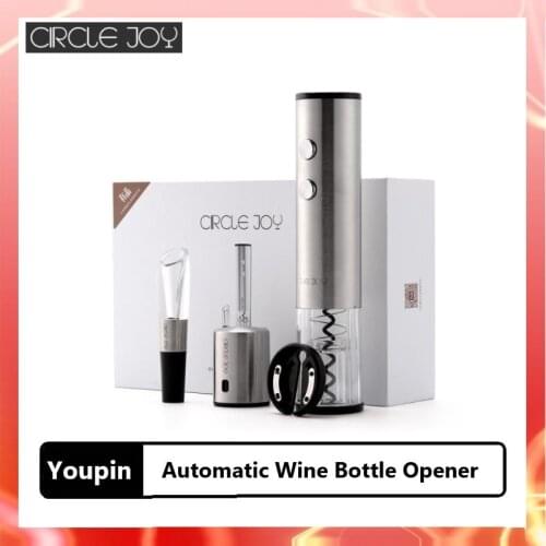 Mijia Automatic Wine Bottle Opener Electric Corkscrew Quick Decanter Round Stainless Steel Mini Red Wine Smart Wine Set Gift