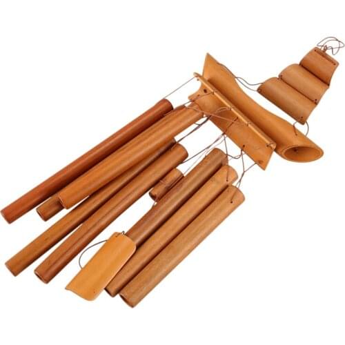 Bamboo Wind Chime Handmade Natural Ring Home Decor Wind Chime Hanging Ornament Outdoor Yard Wind Bell