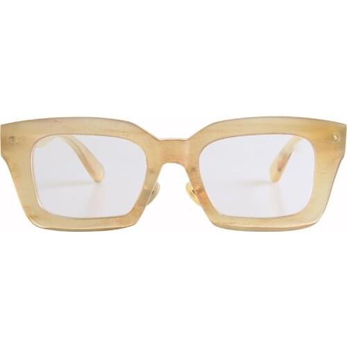 Big thick square rectangle butterfly translucent semitransparent brown jelly color sheep horn frame optical glasses sunglasses