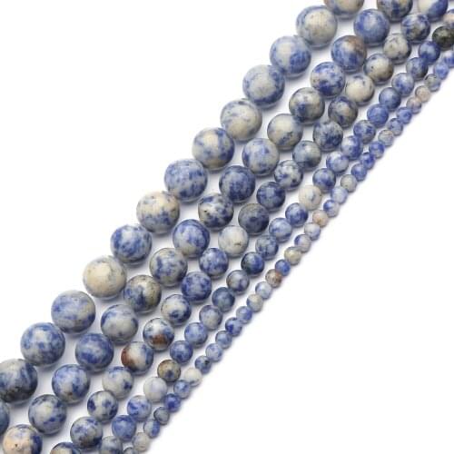 White Dot Blue-vein Sodalite Natural Stone Beads For Jewelry Making For Beadworke Diy Bracelet Necklace 4mm 6mm 8mm 10mm 12mm