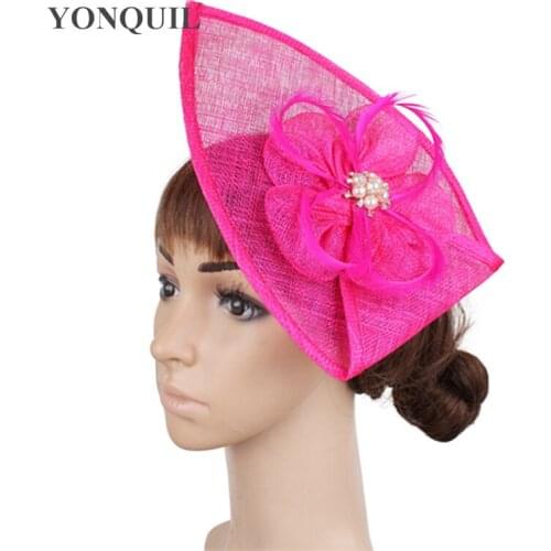 21 Colors Elegant Derby Ladies Fascinators Hair Accesories Teardrop Shape Hats Sinamay DIY Flower With Headwear Cocktail Hats