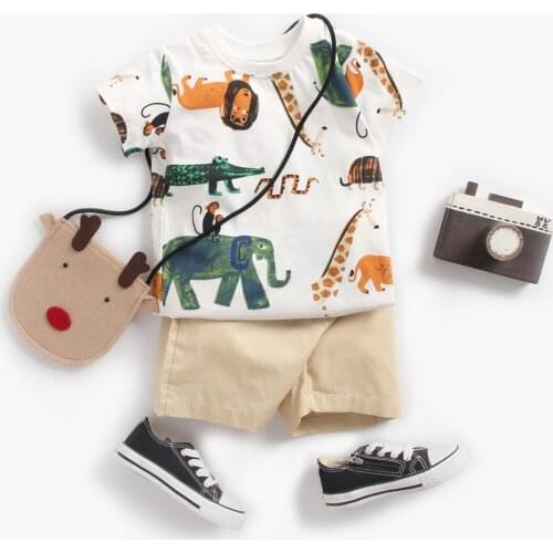 Sanlutoz Cartoon Baby Boys Summer Clothes Short Sleeve Cotton Baby Sets for Newborn Fashion Toddler Kids Clothing 2pcs