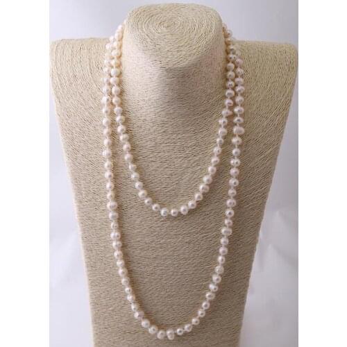 MOODPC Fashion Pearl Jewelry 6-7 mm Pearl Knot Halsband Natural Freshwater Natural Pearl Necklaces For Women