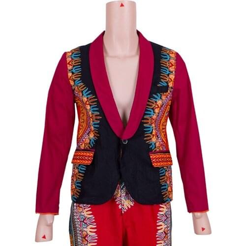 In Stock Men Suits Long Sleeve Blazer Coats and Long Pants Men Traditional African Clothing Plus Size XH167