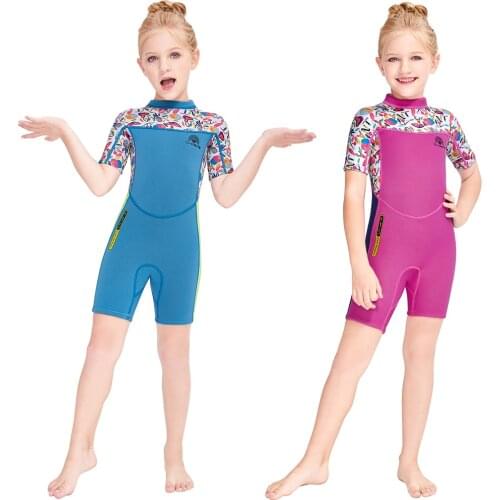 2.5mm Neoprene Children Wetsuit Swimwear Girls Short Surfing Swimsuit for Bathing Snorkeling Scuba Diving Suits