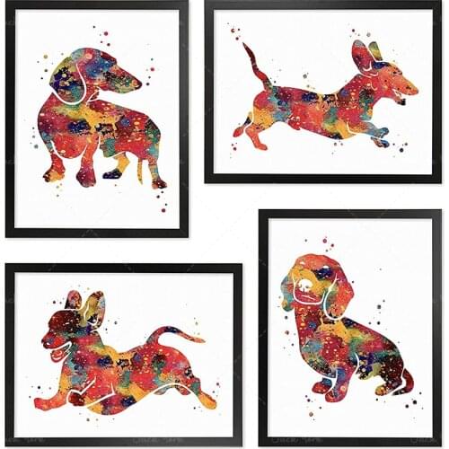 Dachshund Watercolor Poster Set Sausage Dog Weiner Doxie Pet Lover Gift Home Living Room Bedroom Decor Art Print Painting