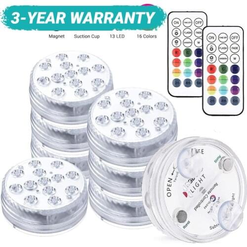 13LED RGB Submersible Lights 16 Color Underwater Light Swimming Pool Lamp IP68 With RF Remote for Fish Tanks Aquariums Bathtub