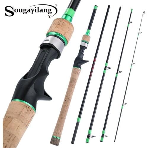 Sougayilang Fishing Rod 1.8 -2.4m 5-Section Carbon Fiber Baitcastting Rod Portable Travel Carp Pole Fishing Tackle/Tools Pesca
