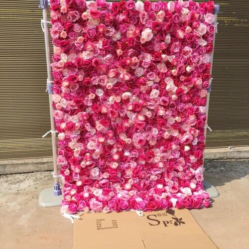 SPR 4ft by 8ft hot pink flowers wall roll up wall arch table runner artificial floral decorations arrangement free shpping