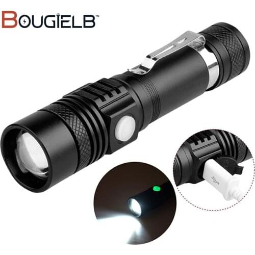 Super Bright LED flashlight USB Rechargeable T6 Torch Power Tips Zoomable Bicycle Light 18650 Lantern Camping Lamp Outdoor