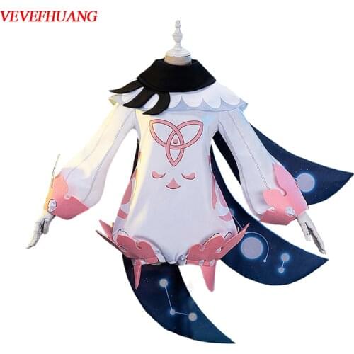 VEVEFHUANG Kосплей Cosplay Genshin Impact Lolita Jumpsuits Outfit Adult Women Paimon Costume Uniform Party Halloween Full Set