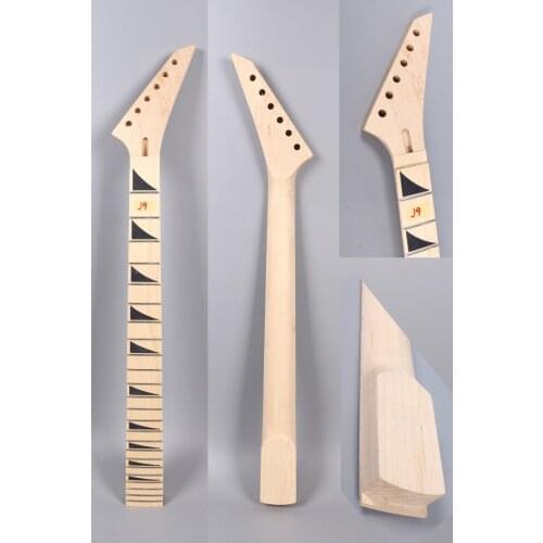 Maple Electric guitar neck replacement 24 fret Shark Fin inlay Locking Nut #3