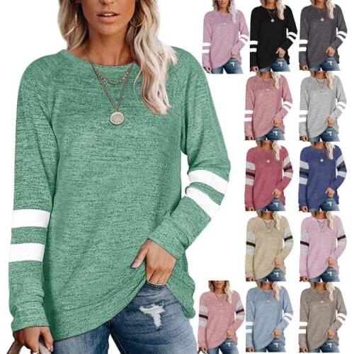 T Shirt Women Summer Clothes 2021 European Women Long Sleeve Splicing Round Collar Leisure Printing T-shirt Tshirt CHF6080