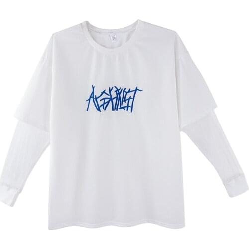 Neatie kiddie Korean Style Harajuku Letter Embroidery Women T-shirt Tops Mesh Patchowork Long Sleeve Streetwear Tshirt Female