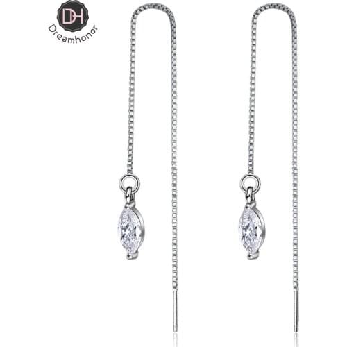 Dreamhonor 925 Sterling Silver Ear Line Drop Earrings 2021 Fashion Women Zirconia Earrings Summer Jewelry Girls Party Gift