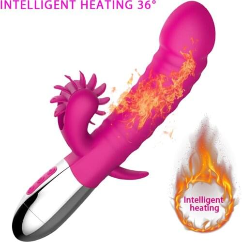 Heating Dildo flywheel Vibrator G Spot Clitoris Vagina Stimulator Tongue Licking Vibrator Sex Toys for Women Female Masturbate