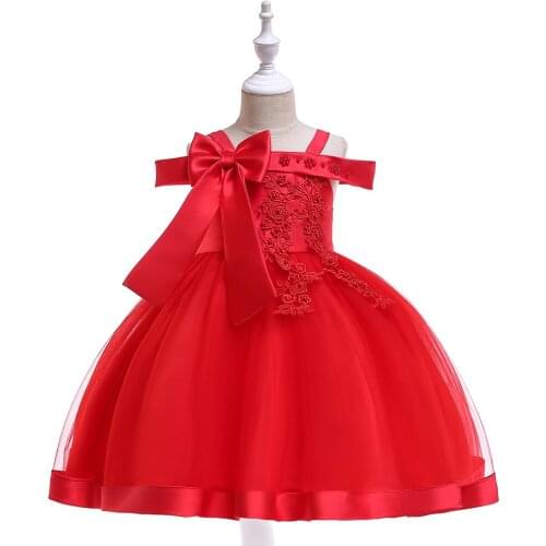 Girls 4-8 Years Off-Shoulder Layered Mesh Bowtie Decor Sweet Style Party Dresses Children Day Stage Performance Summer Dresses
