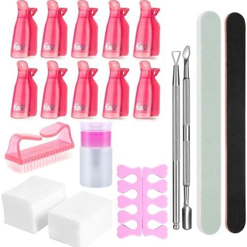1 Set Plastic Nail Art Soak Off Cap Clips Set UV Gel Polish Remover Wrap Tool Kit for Removal of Varnish Manicure Tools