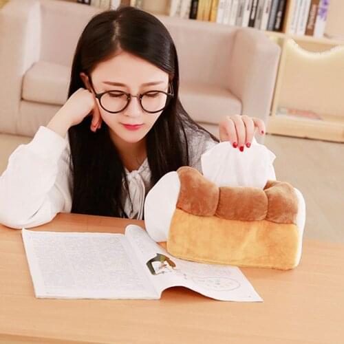 1pc Tissue Box Bread Toast Plush Storage Case suitable for home and car etc