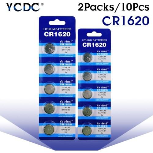 YCDC 10pcs 3V Lithium Coin Cell Batteries Bulk 5009LC KCR1620 CR1620 1620 ECR1620 Disposable Battery for Watch Remote