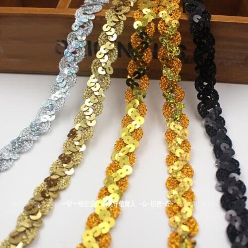 100Meter 20Colors Available Braided Paillettes Sequins Lace Trim Ribbon Sewing On Clothes Accessory Handmade Material Decoration