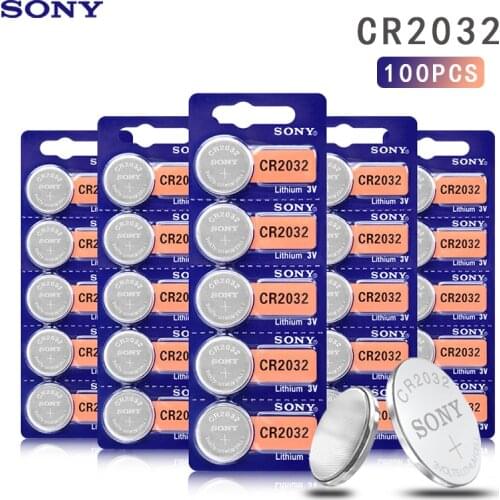 100PCS SONY 3V CR2032 2032 Coin Cell Button Battery High Capacity ECR2032 KL2032 5004LC Lithium Battery For Toys Remote Watch