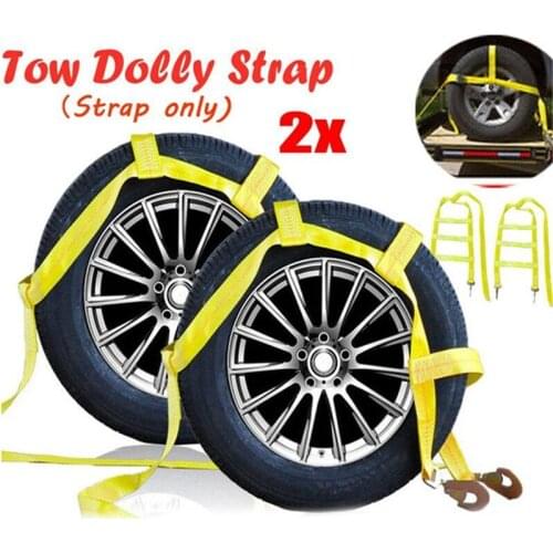 2PCS Car Tire Tow Dolly Straps Basket Fixing Lashing Strap For Motorbike Tension Belt Transport Fastening Vehicle Accessory