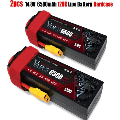 2PCS VARCS Lipo Batteries 4S 14.8V 6500mAh 120C/240C HardCase for RC 1/8 /10 Car Off-Road Buggy Truck Boats Drone salash Parts