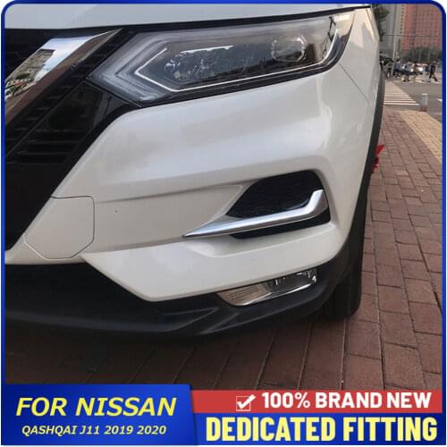 Car Accessories Head Foglight Strips Trim Cover ABS Chrome Front Fog Lamp Cover Sticker For Nissan Qashqai j11 2019 2020