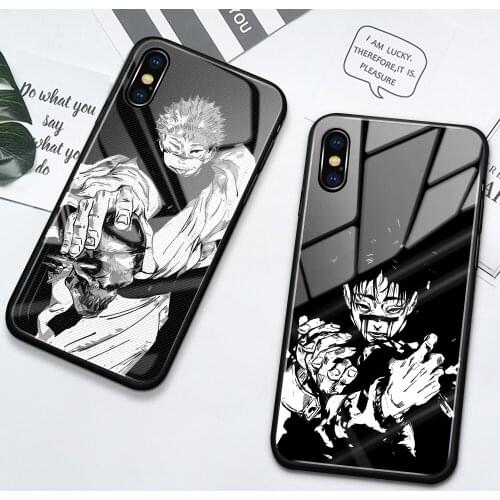 Case For iPhone XS Max XR X 8 7 6 6s Plus 12 11 Pro Max SE2020 Mini Glass Cover Manga Jujutsu Kaisen Itadori Yuji Gojo Satoru