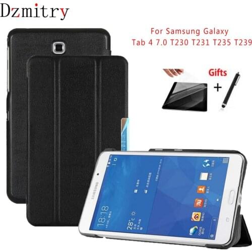Ultra Slim Magnet Folding smart Cover for Samsung galaxy Tab 4 VE 7.0 T230 T231 T235 T239 Tablet protective Case+film+Stylus pen