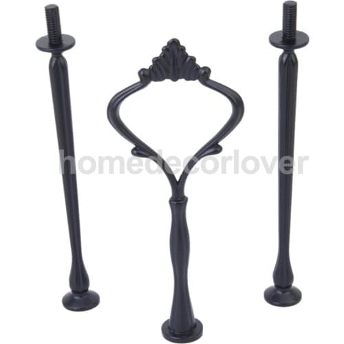 Black Crown 3/Three Tier Fruit Cake Tray Server Stand Centre Handle Set Fittings